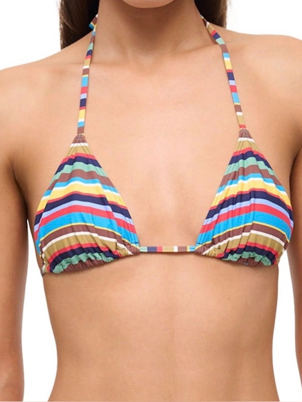 Staud Sea Lido Triangle Bikini Top Lido Stripe Multicolor Print, Medium, $125
